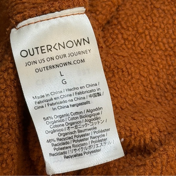 Outerknown Hightide Half Zip Hoodie Sweater Men’s Size Large Cedar Orange‎ - Picture 6 of 6